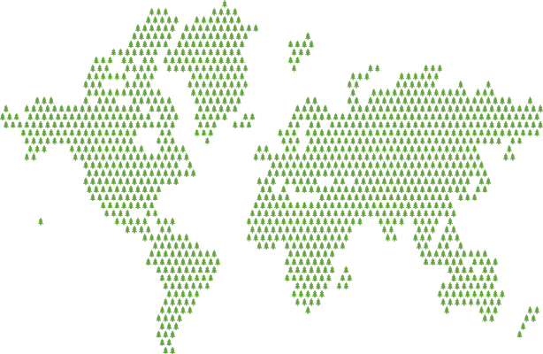 green world map out of trees